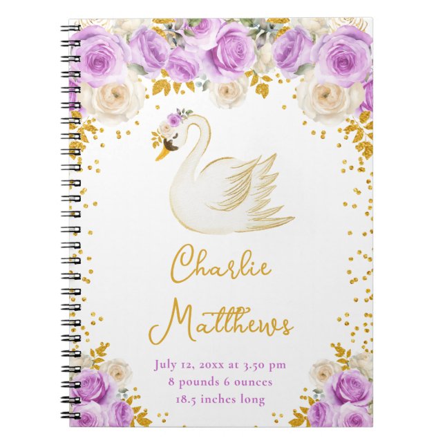 Carnet Statistiques de naissance des roses pourpre et or  (Devant)
