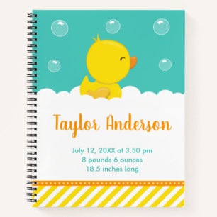 Carnet Statistiques de naissance jaune et vert Canard en
