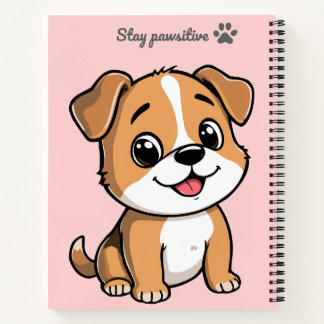 Carnet Stay Pawsitive Cute Puppy Notebook – Pastel Pink 