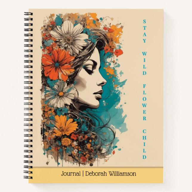Carnet Stay Wild Flower Child | Boho Floral Portrait (Devant)
