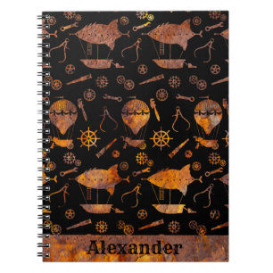 Carnet Steampunk Colorful Rusty Airship Thème Votre nom