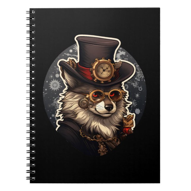 Carnet Steampunk de loup d'hiver (Devant)