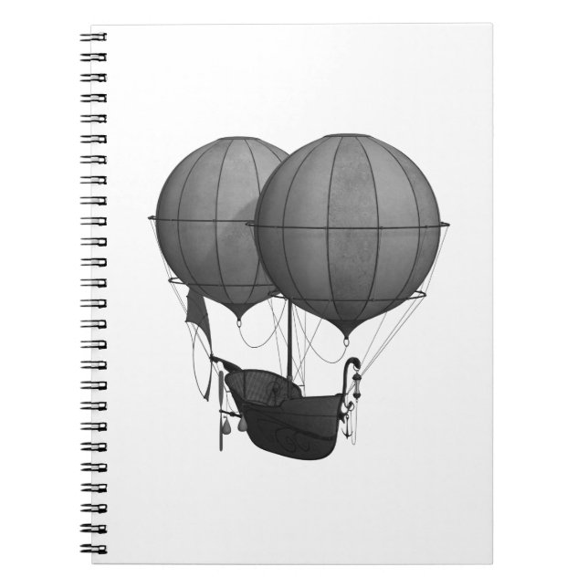 Carnet Steampunk Design Black and White Flying Machine (Devant)