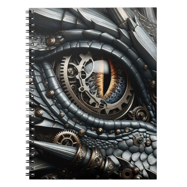 Carnet Steampunk Dragon Eye Closeup Ai Art (Devant)