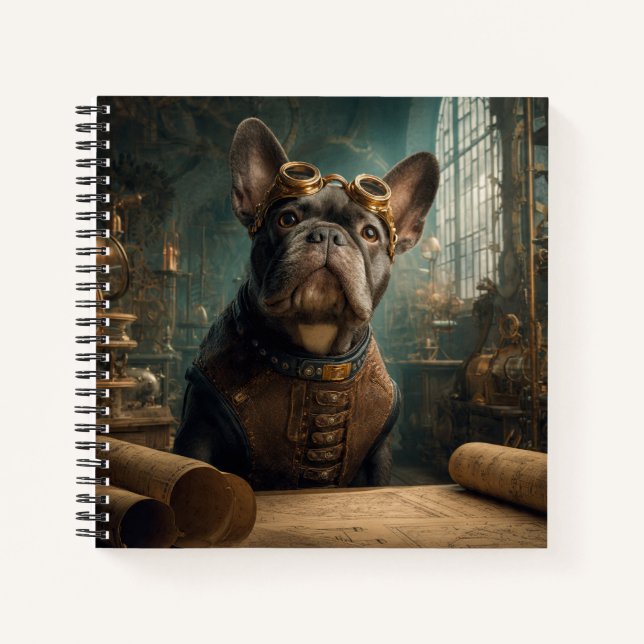 Carnet Steampunk Frenchie (Édition 2) - Spirale Deluxe (Devant)