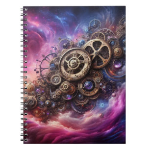 Carnet Steampunk Industrial Clocwork Purple and Pink