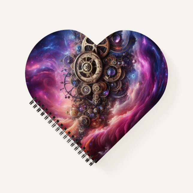 Carnet Steampunk Industrial Clocwork Purple and Pink (Devant)