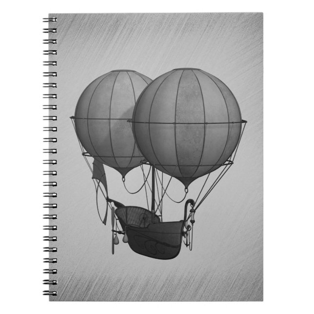 Carnet Steampunk Silver Hot Air Balloons with Ship (Devant)