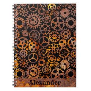 Carnet Steampunk Super Colorée Rousty Gears Nom personnal