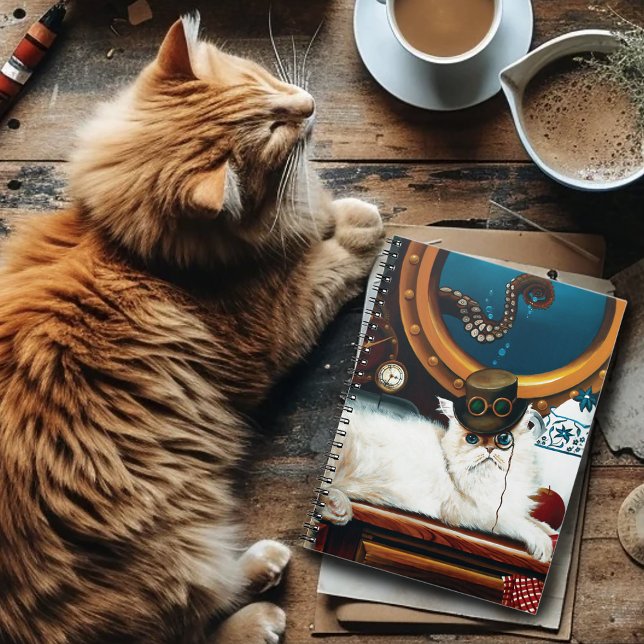 Carnet Steampunk Thé de chat sous-marin (Créateur téléchargé)