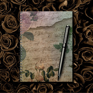 Carnet Steampunk Torn Rose Ephémère Vintage en détresse