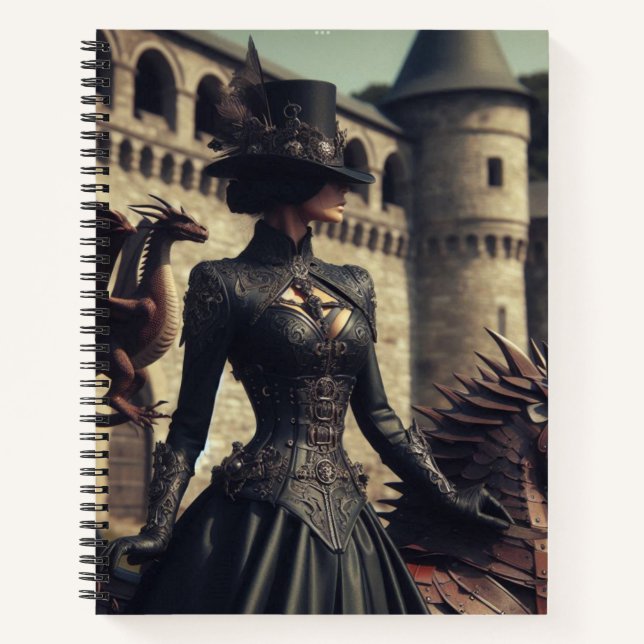 Carnet Steampunk Victorian Industrial Lady Dragon Rider (Devant)