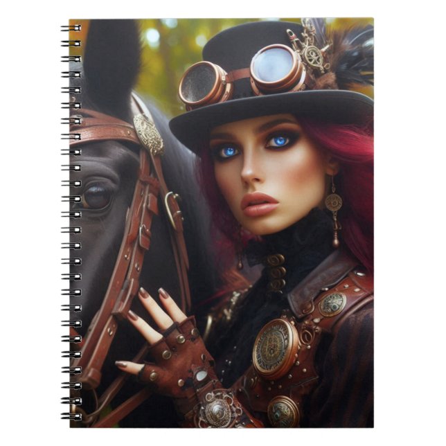 Carnet Steampunk Victorian Lady Dark Rider (Devant)