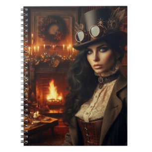Carnet Steampunk Vintage Victorian Lady Christmas Red