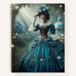 Carnet Steampunk Vintage Victorian Lady dans un jardin
