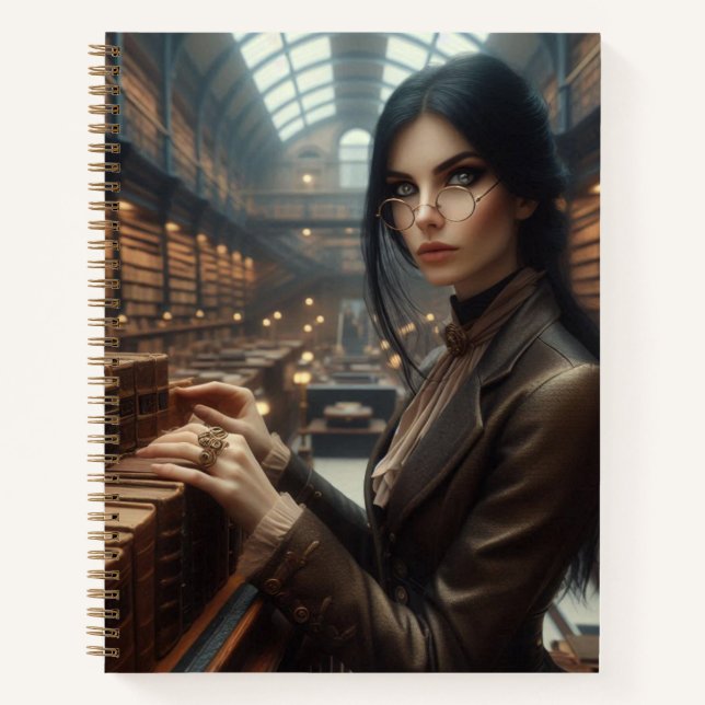 Carnet Steampunk Vintage Victorian Lady Librairie (Devant)