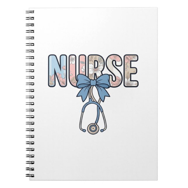 Carnet Stéthoscope Nurse Bow Floral Vintage (Devant)