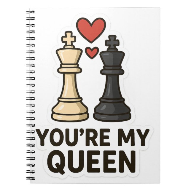 Carnet Sticker d'amour aux échecs - Rois noirs et blancs (Devant)