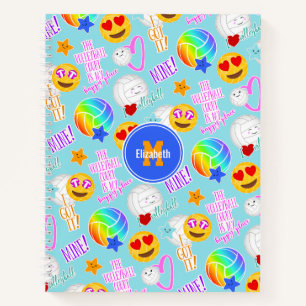 Carnet stickers kawaii mignon motif J'aime le volley-ball