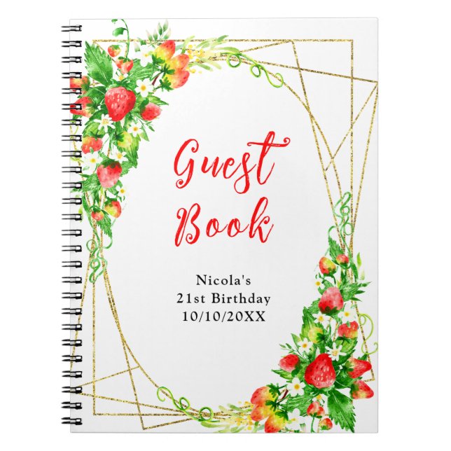 Carnet Strawberries and Daisies Birthday Guest Book (Devant)