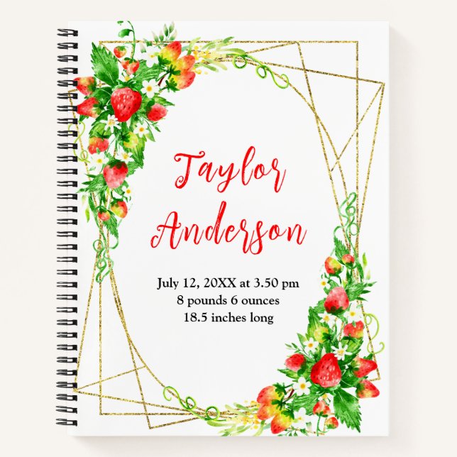 Carnet Strawberries and Foliage Baby Birth Stats (Devant)