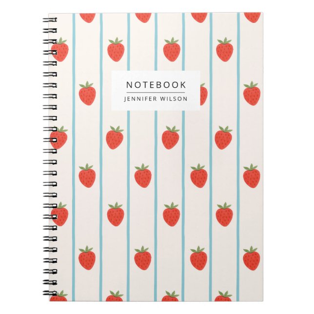 Carnet Strawberry Striped Pattern Notebook (Devant)