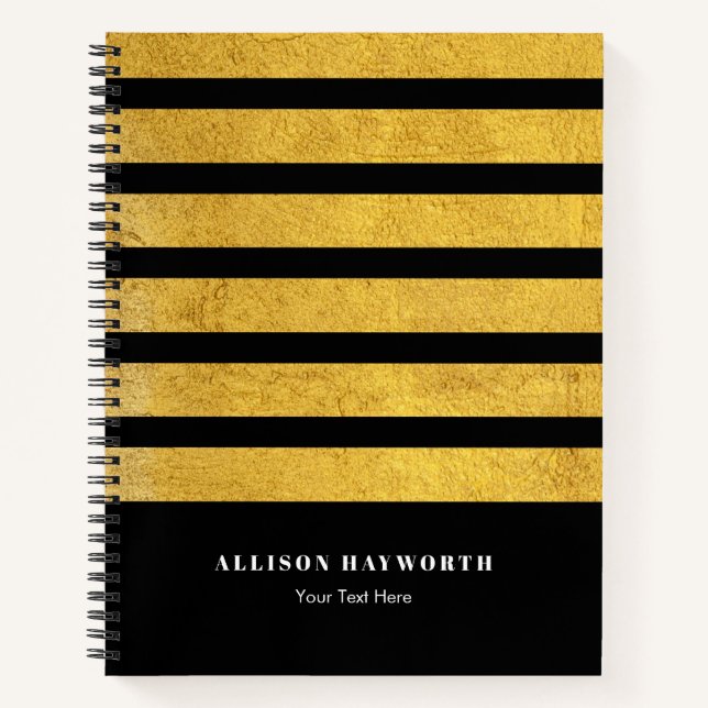 Carnet Stripes Black et Gold personnalisées (Devant)