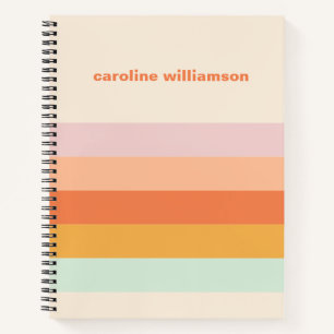 Carnet Stripes colorées personnalisées Retro Candy Pastel