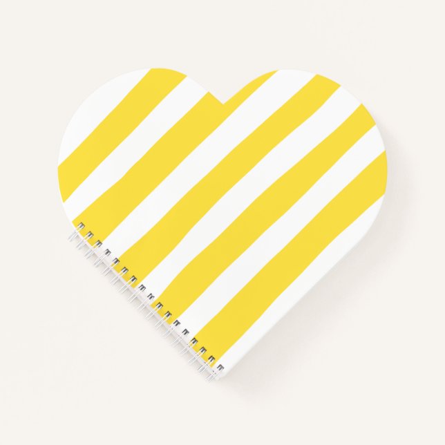 Carnet Stripes inégales - Citron jaune et blanc (Devant)