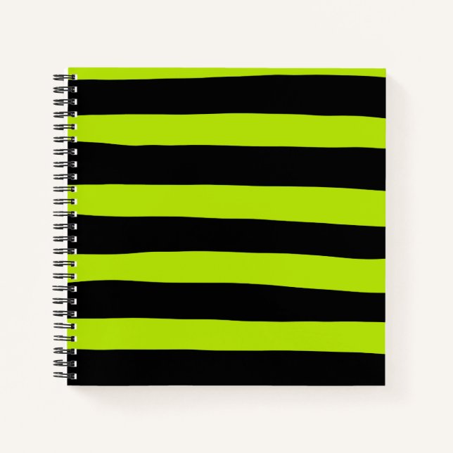 Carnet Stripes inégales - Lime vert et noir (Devant)