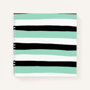 Carnet Stripes inégales - Mint vert, blanc et noir