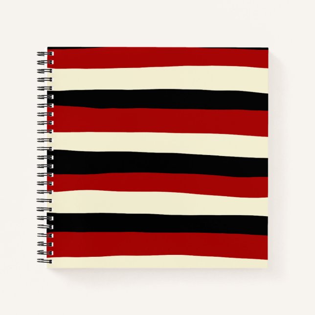 Carnet Stripes inégales - Rouge et Crème (Devant)