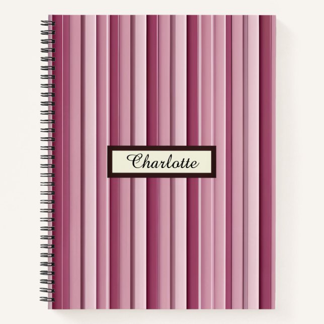Carnet Stripes verticales contemporaines de couleur rose (Devant)