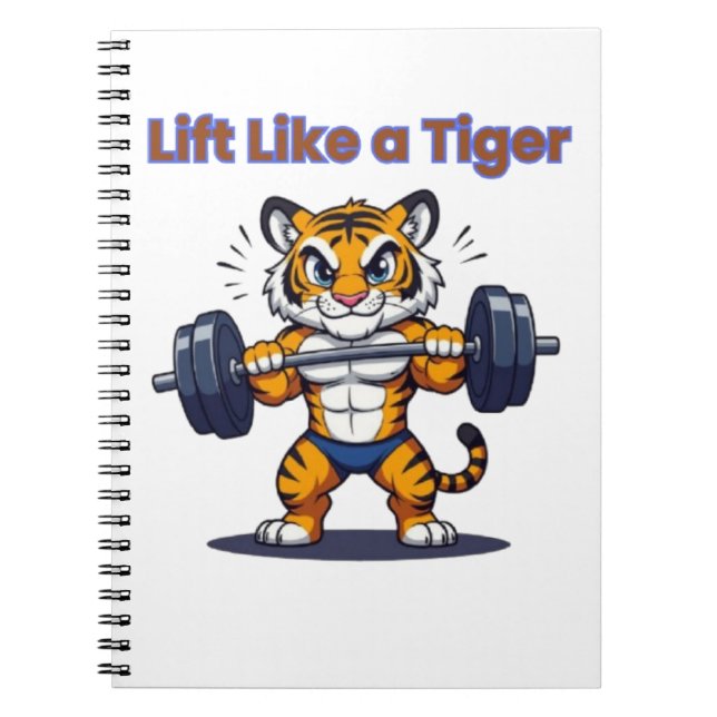 Carnet **Strong Tiger – Cute Tiger Lifting Weights Illust (Devant)