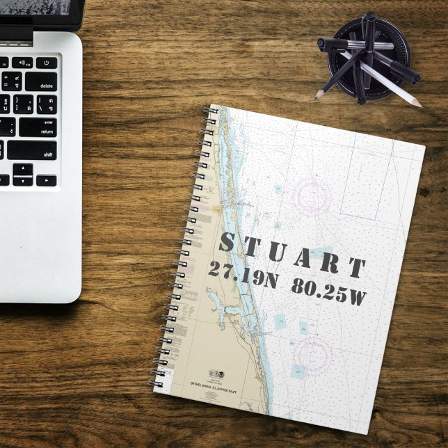 Carnet Stuart FL Latitude de Nautical Chart (Authentic Nautical Stuart Florida Notebook
)