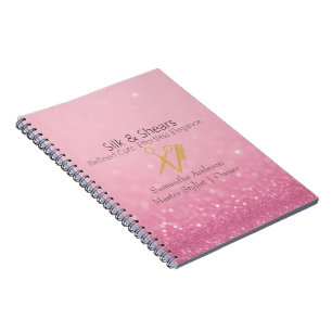 Carnet Studio de Coiffure Luxe   Logo Paillettes Roses et