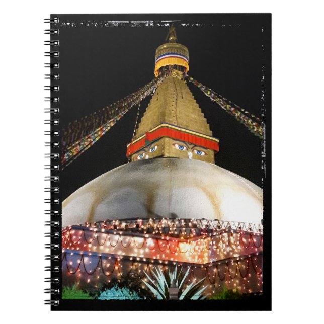 Carnet Stupa Boudhanath, Katmandou la nuit - Népal (Devant)