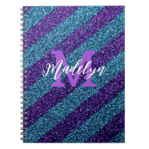 Styilsh Bleu & Violet Paillettes Monogramme Nom