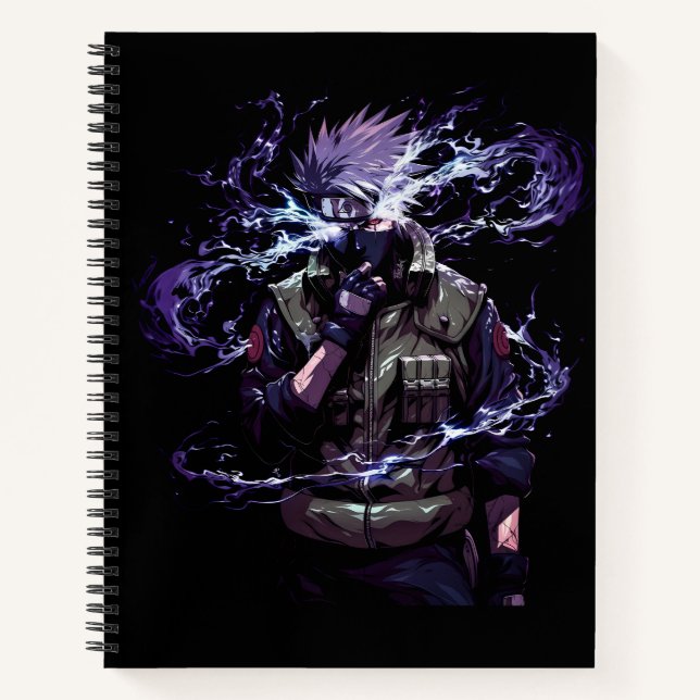 Carnet Style Anime Noir : Couverture spirale de Kakashi H (Devant)