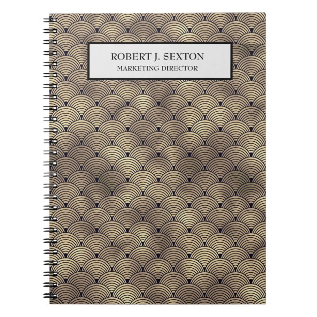 Carnet Style Art déco rétro or et noir arc-en-ciel (Devant)