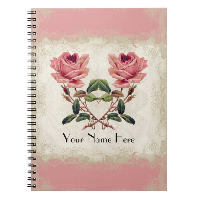 Carnet Style baroque Dentelle Rose Vintage (Devant)