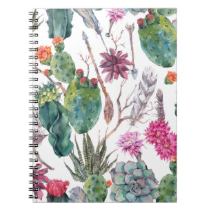 Carnet Style Boho, Aquarelle Vintage Cactus.