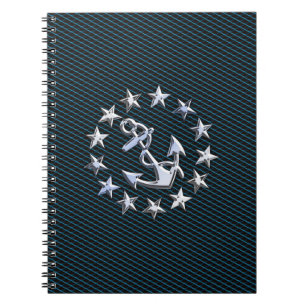 Carnet Style Chrome bleu Yacht drapeau sur Grille Imprime