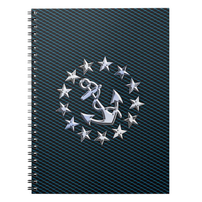 Carnet Style Chrome bleu Yacht drapeau sur Grille Imprime (Devant)