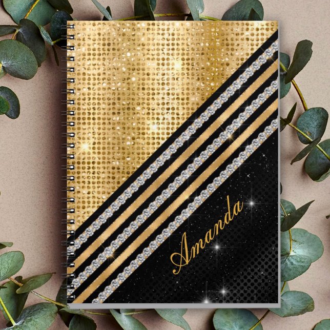 Carnet Style Crystal Gold et noir Personnalisé (Créateur téléchargé)