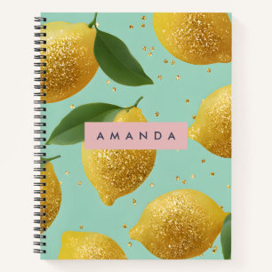 Carnet Style de citron pailleté pastel personnalisé