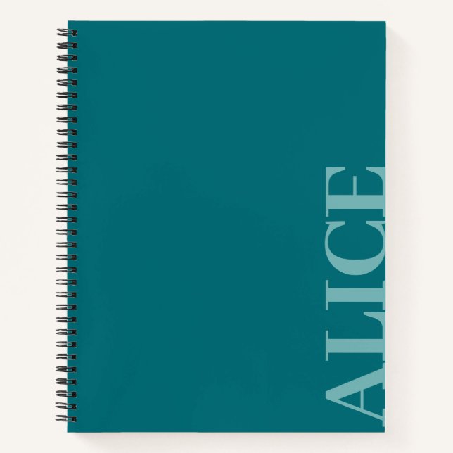 Carnet Style de texte simple sarcelle Nom personnalisé (Devant)