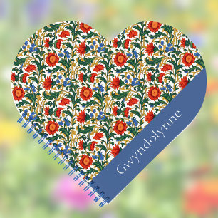 Carnet Style floral William Morris bleu rouge or vintage