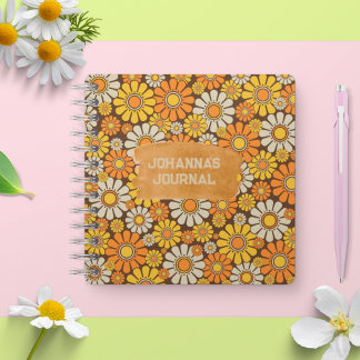 Carnet Style Flower Power Daisy Floral personnalisé 60s