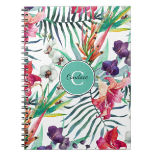 Carnet Style île Motif tropical avec Monogramme